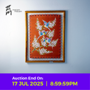 Original art on silk painting – Floral & Birds with Bamboo Frame
