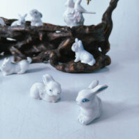 Forest Companions: Porcelain Bunny & Bird Figurine Set - Image 2